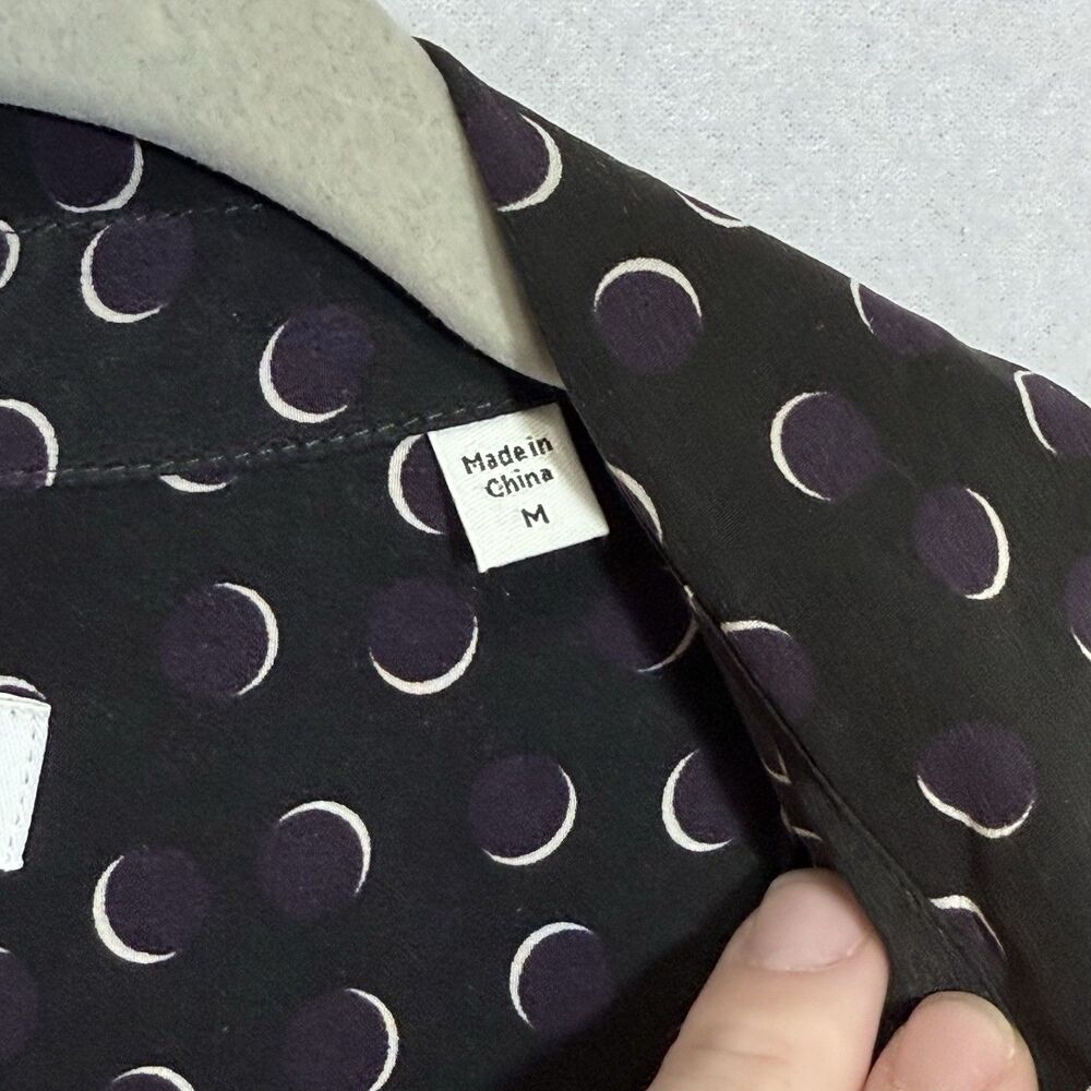 Equipment Femme Black Moon Pattern Long Sleeve Button Up Blouse Top Women's M - Picture 4 of 8